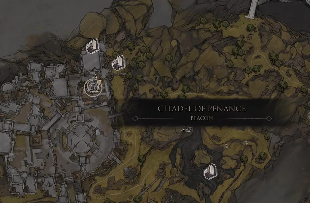 Citadel of Penance Beacon on the Fainweald map