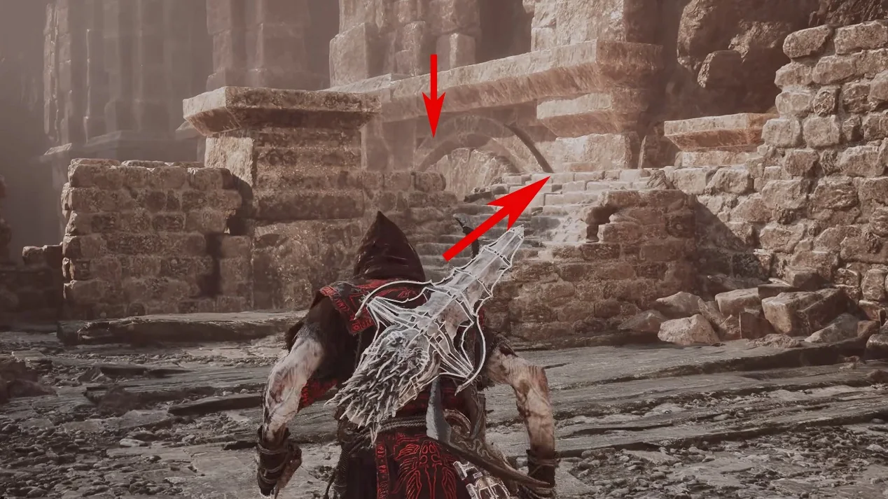 Arrow route through Abbey ruins