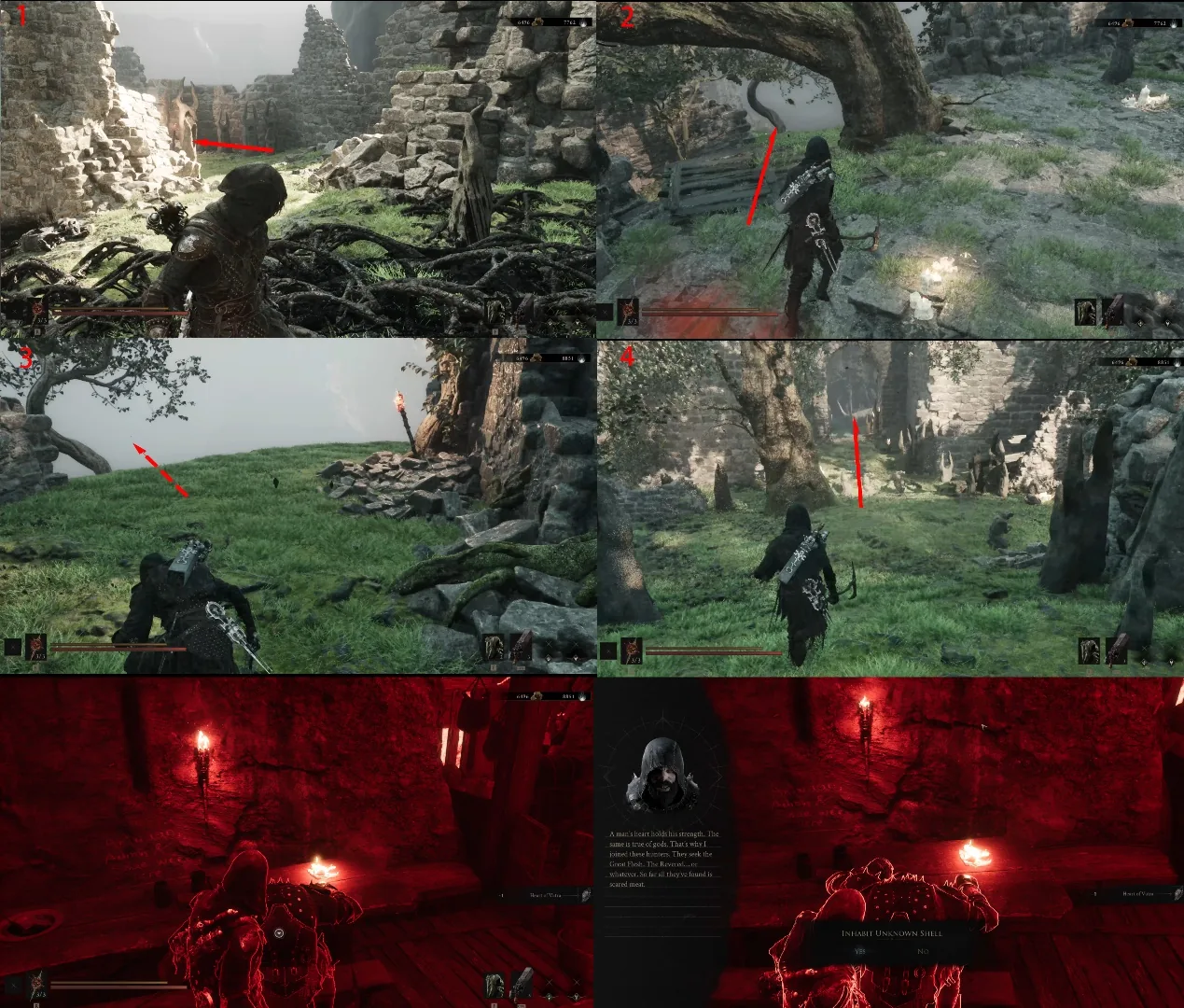 Annotated Heart of Vatra return route and Gragu unlock