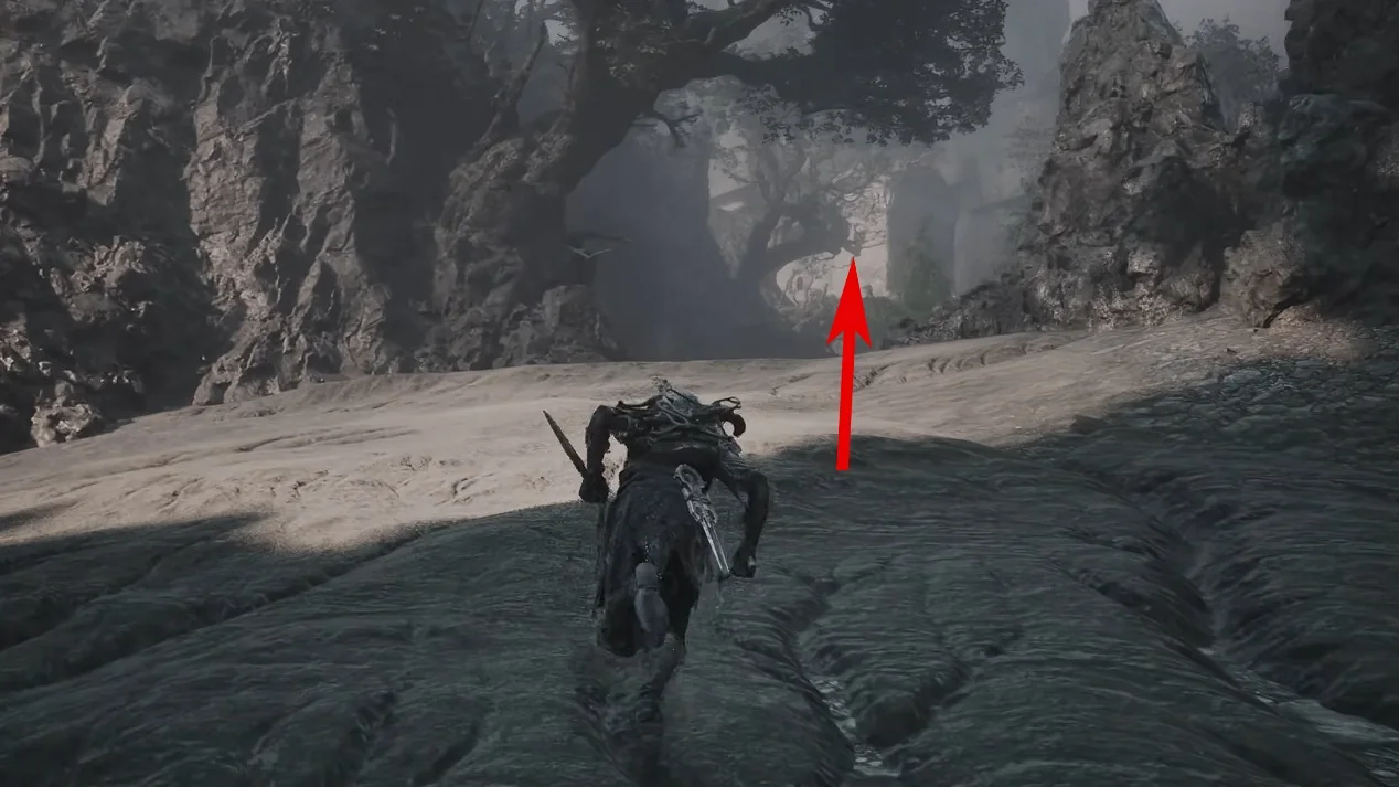 Annotated uphill route to the blood pools
