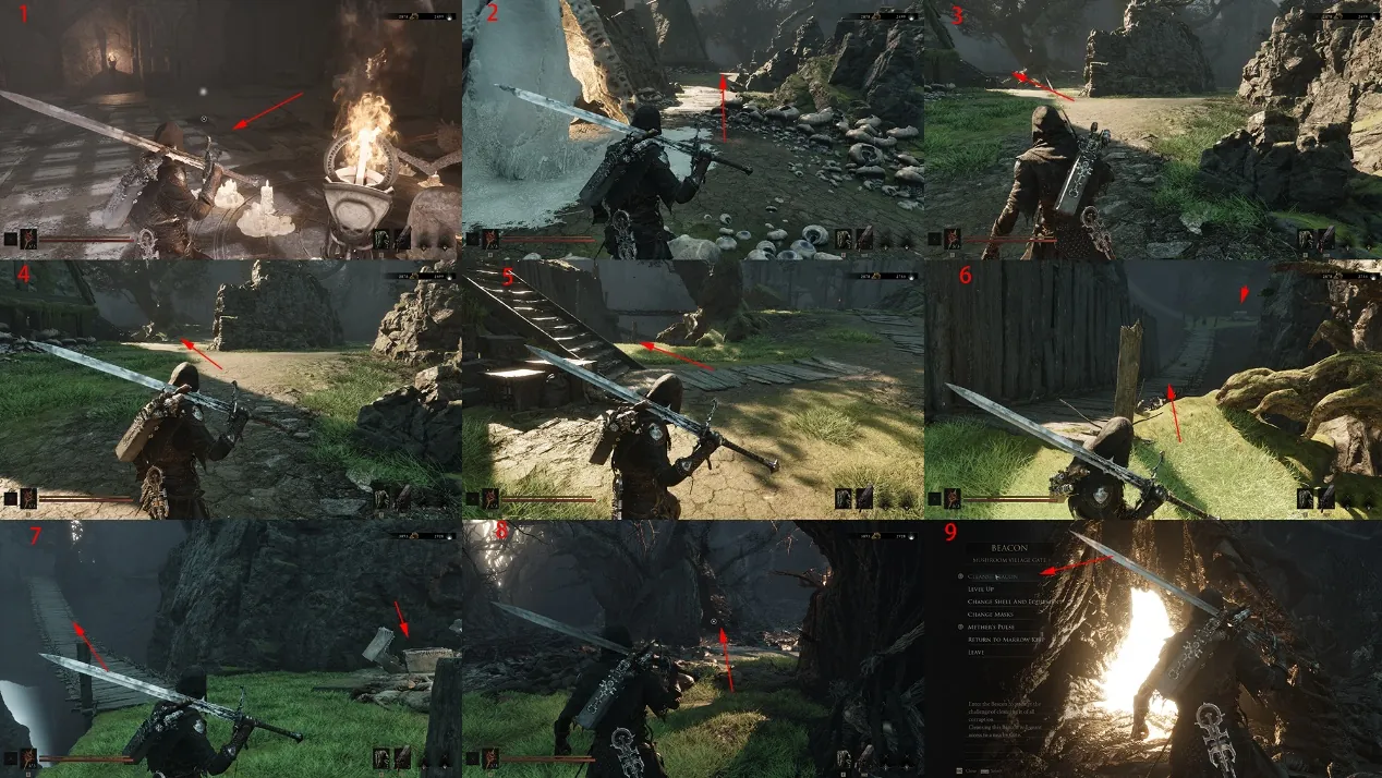 Annotated Trial Temple puzzle and Axe and Dagger route