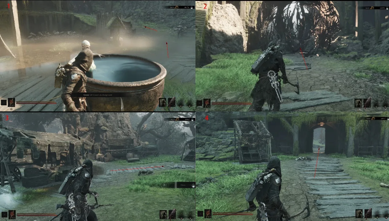 Annotated exit route with enemies