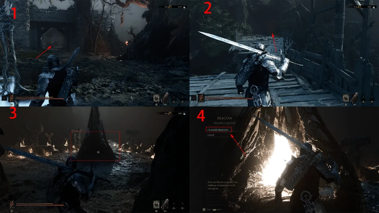 Annotated cave route after the Bound Ritualist
