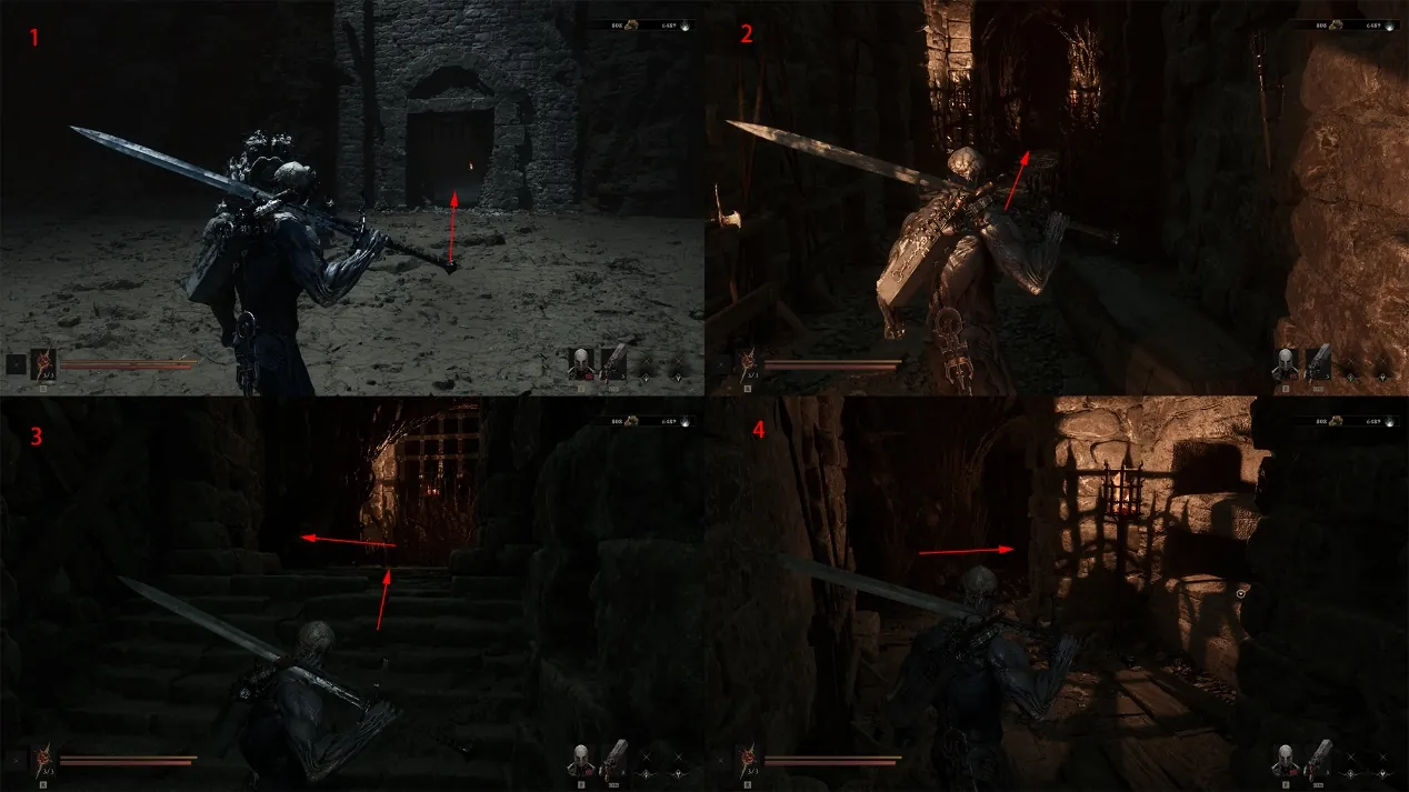 Annotated route to the Dew Golem boss