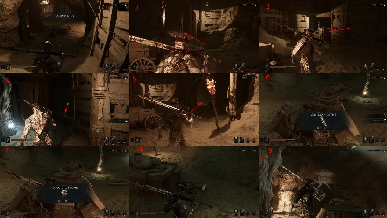 Annotated route to the Flesh Arbiter and Martyr's Tomb
